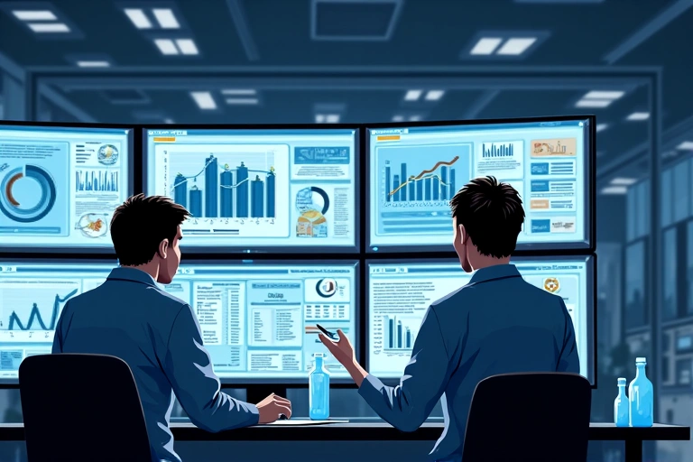 Ricercatori che analizzano dati scientifici sulla nutrizione in un laboratorio moderno