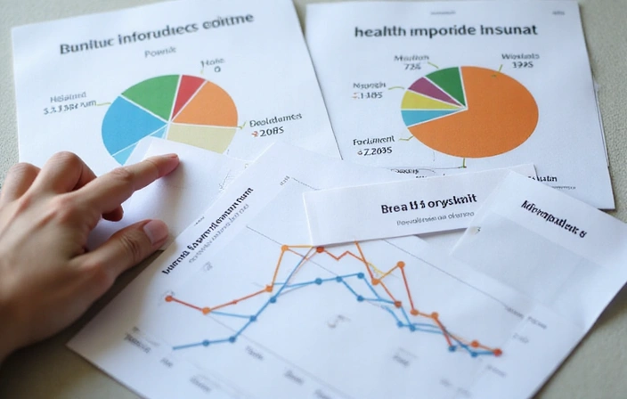 Grafici e dati che mostrano un miglioramento della salute, con una mano che indica i risultati positivi.