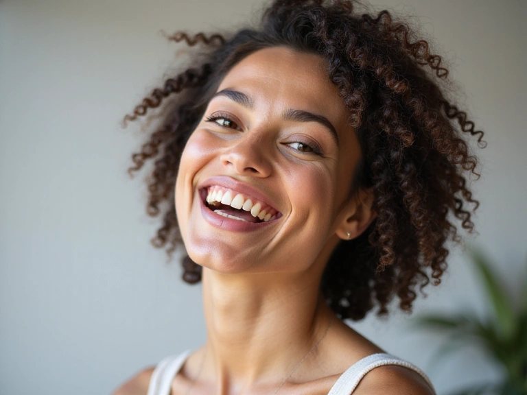 Donna felice che celebra il suo successo nel percorso di benessere